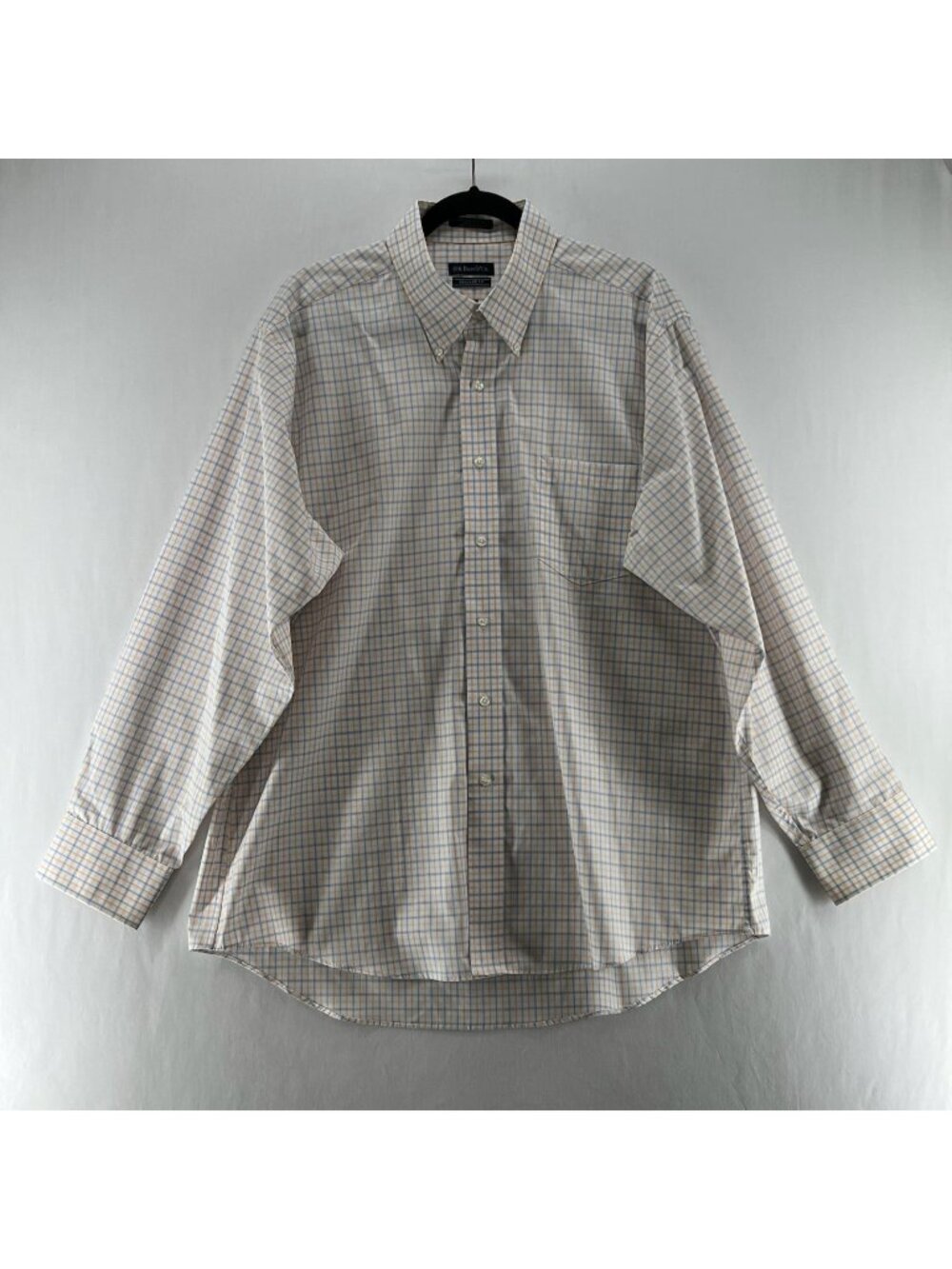 GH Bass Plaid Button Down Shirt XL Long Sleeve Cotton Poplin Wrinkle Free White